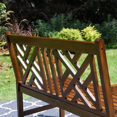 Outdoor Poplar Wood Loveseat Bench - Natural - Captiva Designs - Image 5