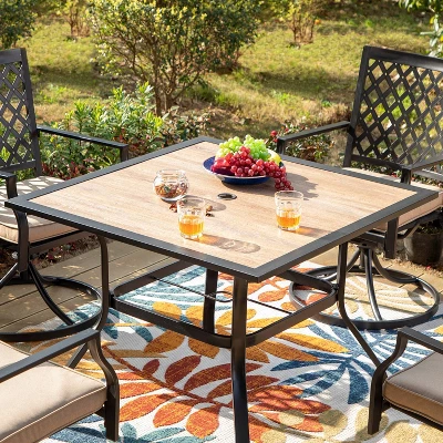5pc Outdoor Swivel Chairs & Square Table - Captiva Designs - Image 4