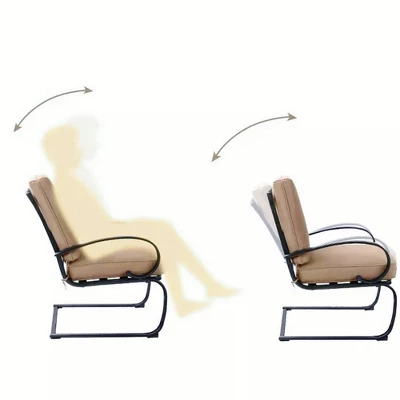 Captiva Designs 7pc Outdoor Dining Set With C-Spring Motion Chairs & Metal Table With Umbrella Hole - Image 6