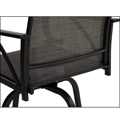 2pk Outdoor Swivel Bar Stools With Metal Frame & Sling Fabric - Captiva Designs - Image 3