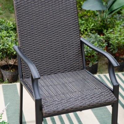 5pc Patio Dining Set With Rattan Arm Chairs & Square Faux Wood & Steel Tabletop - Captiva Designs - Image 13