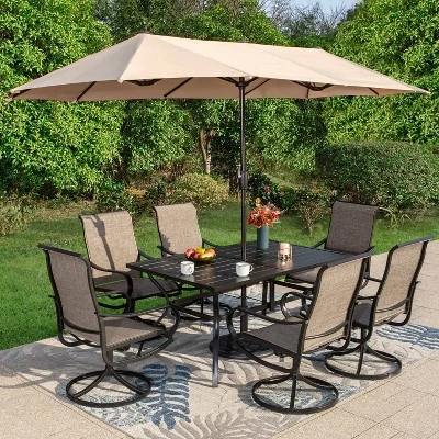 Outdoor Rectangle Steel Dining Table - Black - Captiva Designs - Image 7