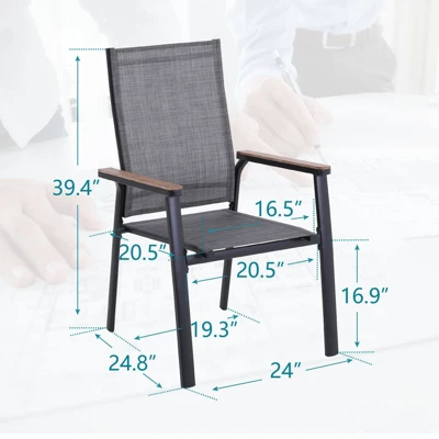 3pc Patio Dining Set With Small Round Steel Table & Sling Chairs - Captiva Designs - Image 7