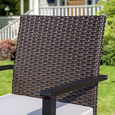 9pc Outdoor Dining Set With Extendable Table & Rattan Wicker Chairs - Beige - Captiva Designs - Image 8