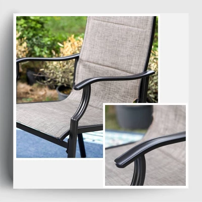 5pc Patio Dining Set With Steel Table With 1.57" Umbrella Hole & Padded Arm Chairs - Captiva Designs - Image 4