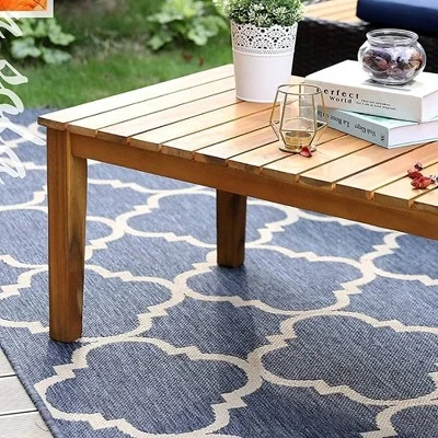 3pc Outdoor Acacia Wood Conversation Set With Sectional Sofa & Cushions - Captiva Designs - Image 8