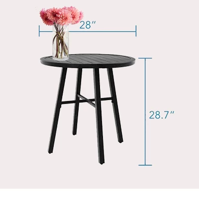 3pc Patio Dining Set With Small Round Steel Table & Sling Chairs - Captiva Designs - Image 8