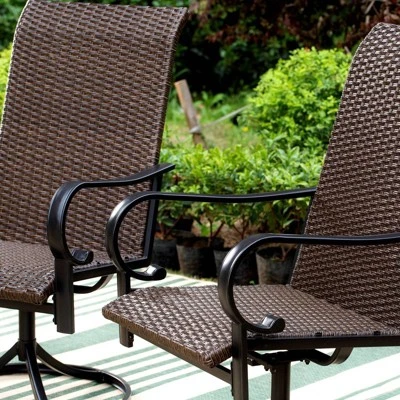 7pc Patio Dining Set With 360 Swivel Chairs & Rectangle Steel & Plastic Tabletop - Captiva Designs - Image 11