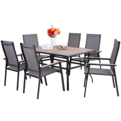 7pc Patio Set With Steel Table & Aluminum Frame Sling Chairs - Captiva Designs