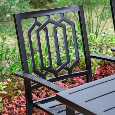 5pc Patio Table & Metal Chairs With Diamondback Design - Captiva Designs - Image 5